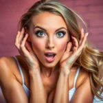 Žena s dlouhými vlasy, pózující.